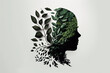 © ADDICTIVE STOCK - Generative AI illustration of female profile with green leaves