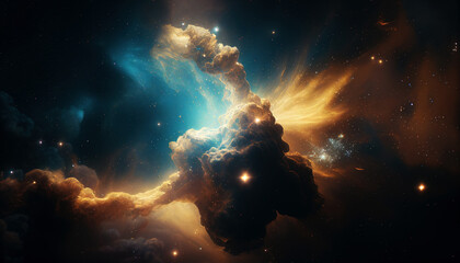 Wall Mural - space and glowing nebula background. ai generated.