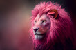 Portrait of a Pink Lion. Generative AI