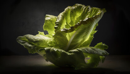 Wall Mural - cabbage on a black background, generative ai