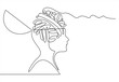 © nikvector - Human head with confusion of thoughts in Continuous one line drawing. Concept of bad mental health, anxiety and stress. Headache and chaos in consciousness in linear style. Vector illustration