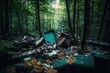 un dépôt sauvage d'ordures en pleine forêt - generative ai