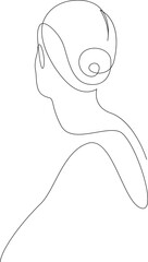 Wall Mural - Continuous line woman art. Minimal woman silhouette with bun. Fashion vector lines illustration. One line drawing.