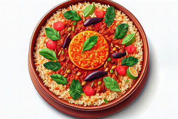 Healthy Vegetarian kabsa. Ramadan food. Kabsa is traditional saudi arabian cuisine dish. Generative Ai