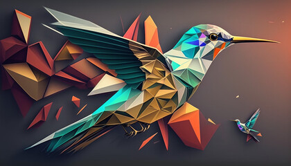 Wall Mural - hummingbird geometric figures