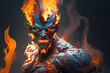 the bad monster angry face, fire devil close-up (ai generated)
