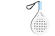 White professional paddle tennis racket on white background. Horizontal sport theme poster, greeting cards, headers, website and app