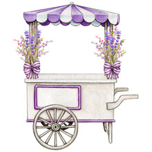 Watercolor Lavender Market Cart