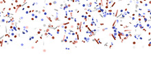 Confetti - Red White Blue Shiny Confetti Confetti On White Background, Isolate, Tricolor Concept,