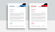 © MD - Clean and professional corporate company business letterhead template design with color variation bundle with blue, red elements and creative business stationery layout