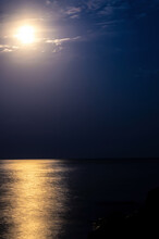 Reflection Of Moonlight On The Sea Surface At Night