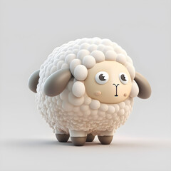 Wall Mural - Cute sheep character design generative ai