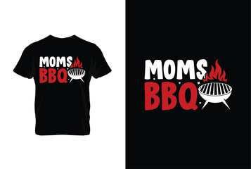 Moms BBQ. BBQ vector typography t-shirt design. Perfect for print items and bags, posters, cards, vector illustration.