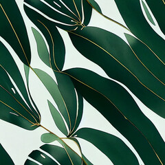 Wall Mural - Abstract tropical leaf seamless background. Generative ai