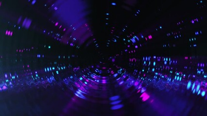 Wall Mural - Abstract particle background with spinning glowing colorful pink and blue particles and gentle flowing rippled glass effect - looping, full HD motion background animation.