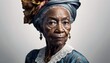 Beautiful studio portrait of a senior black woman looking at the camera. generative AI
