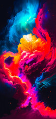 Wall Mural - Vibrant colourful abstract galaxy universe portrait wallpaper - generative AI