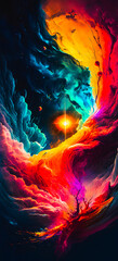 Wall Mural - Vibrant colourful abstract galaxy universe portrait wallpaper - generative AI