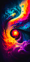 Wall Mural - Vibrant colourful abstract galaxy universe portrait wallpaper - generative AI