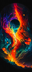 Wall Mural - Vibrant colourful abstract galaxy universe portrait wallpaper - generative AI