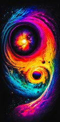 Wall Mural - Abstract vibrant colorful galaxy universe portrait wallpaper - generative AI