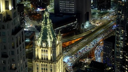 Wall Mural - New York City from above - the city lights at night - travel photography