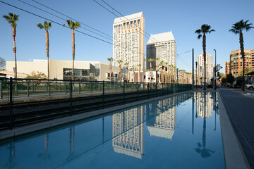 Fototapete - San Diego, California, USA City Reflections