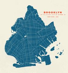 Wall Mural - Brooklyn New York Map vector poster flyer