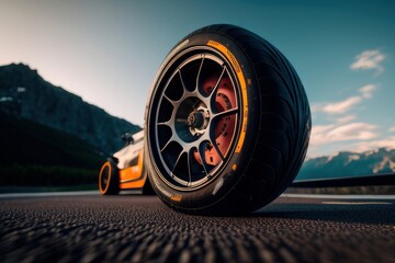 car wheel with tire and awesome background Generative AI Art Illustration