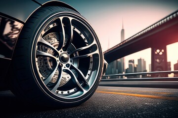 car wheel with tire and awesome background Generative AI Art Illustration