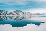 Fototapeta Do przedpokoju - Snowy scene at Piute Reservoir, Utah