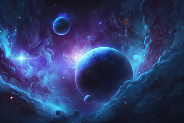 Wall Mural - Space background with gas nebula and stars. Generative AI