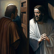 Jesus in the confessional. Ai generated illustration