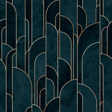 Art Deco Style Geometric Forms Seamless Pattern Background