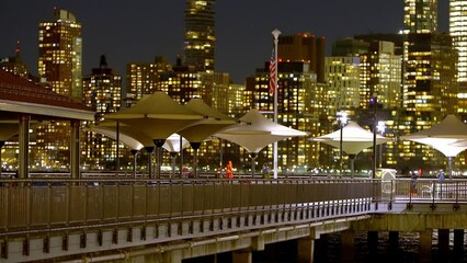 Wall Mural - The piers at Jersey city by night - travel photography