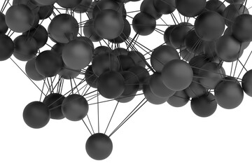 structure with black spheres, 3d render