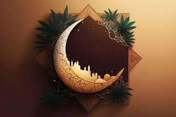 Islamic Ramadan holiday banner with moon