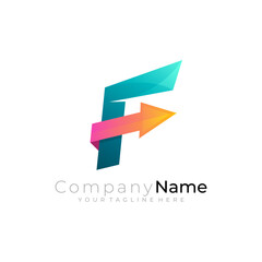 Wall Mural - F logo and arrow design combination, simple design template