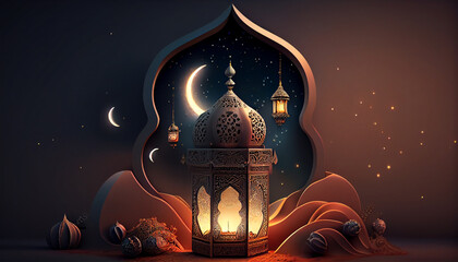 Wall Mural - 3D Eid Mubarak Design. Banner for islamic banner festivity like eid al adha, fitr, ramadhan, etc.