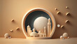 ramadan kareem background with mosque and lanterns. 3d illustration