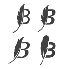 Wall Mural - initial letter b with feather logo vector icon illustration