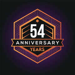 Wall Mural - 54th year anniversary celebration abstract logo design on vantage black background vector template