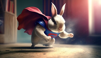 super hero rabbit digital art illustration