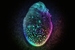 Biometrics identification and cyber security concept. Glowing neon fingerprint on a dark background, Generative AI, 