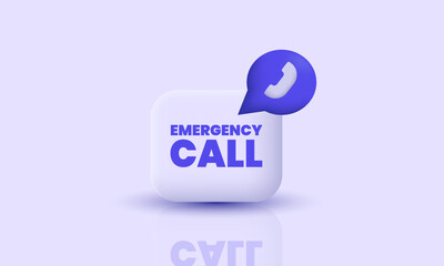 illustration realistic icon purple emergency call 3d creative isolated on background.Realistic vector illustration.