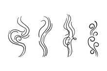 Smoke Or Scent Steam Line Icon Set. Vector Illustration
