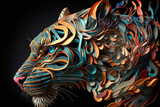 Fototapeta Dziecięca - Paper quilling generative AI art of a tiger