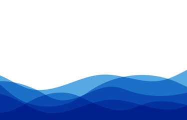 Wall Mural - The blue sea waves overlap. flowing lines with copy space on white background vector