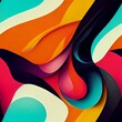 © icehawk33 - The image features a mesmerizing pattern of psychedelic swirls and curves in bold, bright colors. The lines are fluid and organic, blending together to create a groovy, Generative AI, illustration