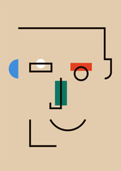 Geometric portrait in flat style. Creative poster design.